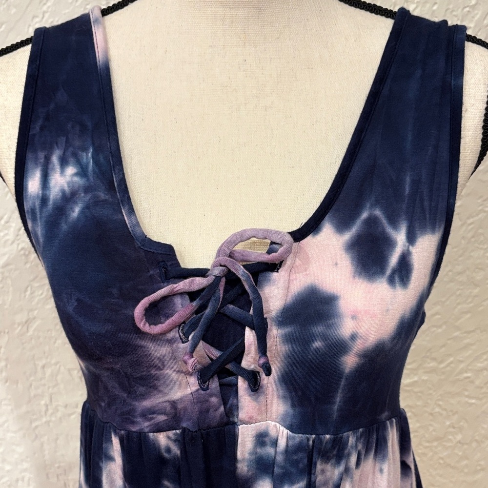 Maurices Navy and Pink Tie-Dye Tank Top